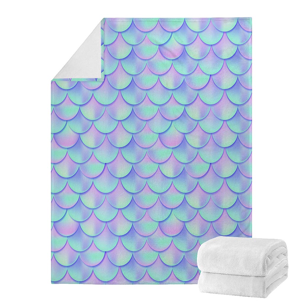 Blue Mermaid Scales Pattern Print Blanket