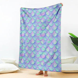 Blue Mermaid Scales Pattern Print Blanket