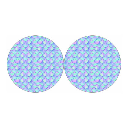 Blue Mermaid Scales Pattern Print Car Coasters