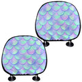 Blue Mermaid Scales Pattern Print Car Headrest Covers