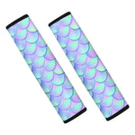 Blue Mermaid Scales Pattern Print Car Seat Belt Covers