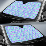 Blue Mermaid Scales Pattern Print Car Sun Shade GearFrost