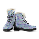 Blue Mermaid Scales Pattern Print Comfy Boots GearFrost