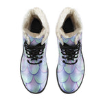 Blue Mermaid Scales Pattern Print Comfy Boots GearFrost