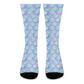 Blue Mermaid Scales Pattern Print Crew Socks