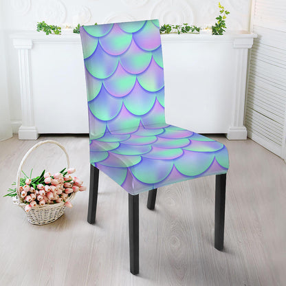 Blue Mermaid Scales Pattern Print Dining Chair Slipcover