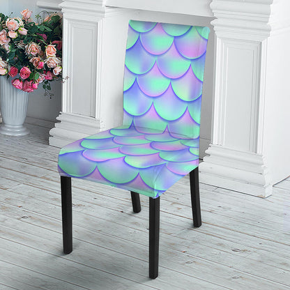 Blue Mermaid Scales Pattern Print Dining Chair Slipcover