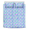 Blue Mermaid Scales Pattern Print Duvet Cover Bedding Set