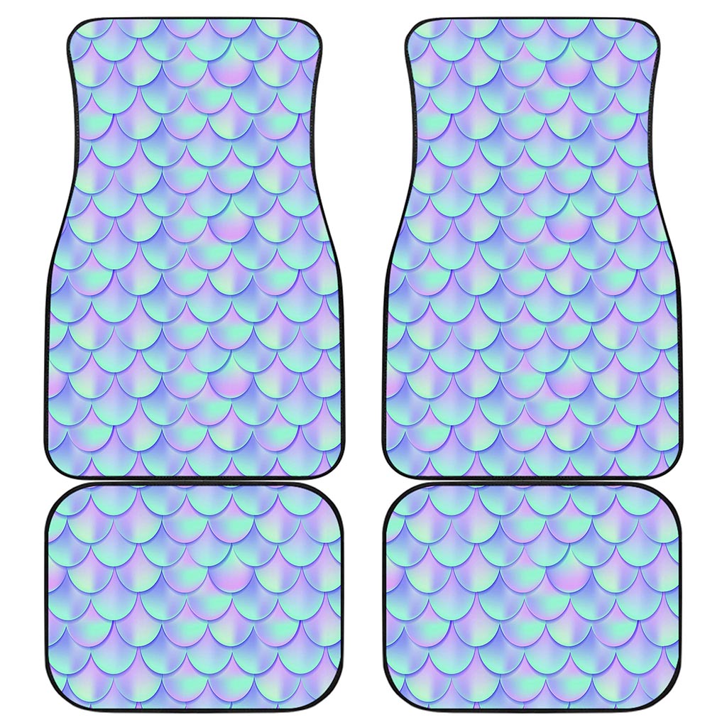 Blue Mermaid Scales Pattern Print Front and Back Car Floor Mats