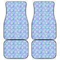 Blue Mermaid Scales Pattern Print Front and Back Car Floor Mats