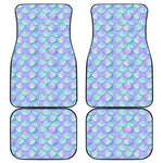 Blue Mermaid Scales Pattern Print Front and Back Car Floor Mats