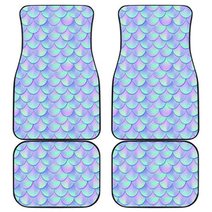 Blue Mermaid Scales Pattern Print Front and Back Car Floor Mats