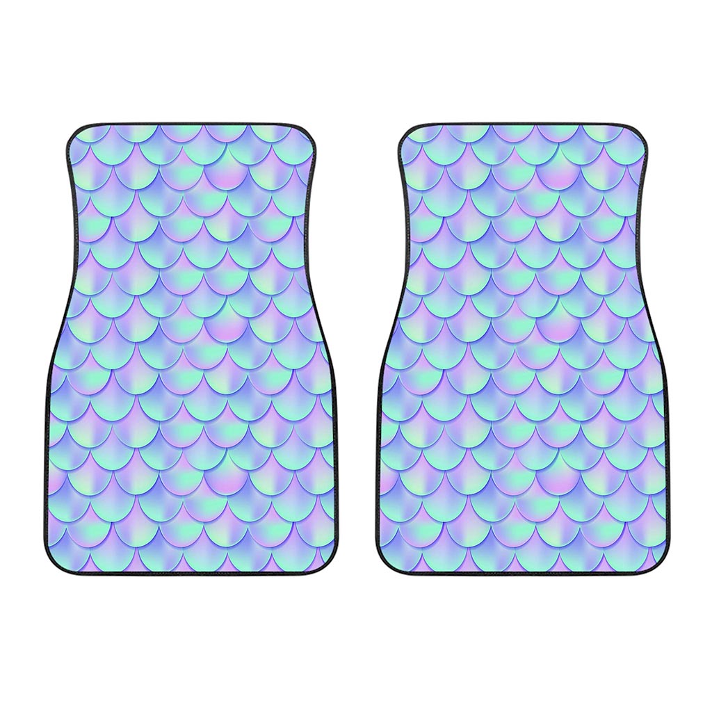 Blue Mermaid Scales Pattern Print Front Car Floor Mats