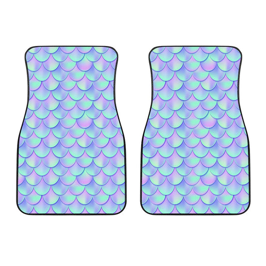 Blue Mermaid Scales Pattern Print Front Car Floor Mats
