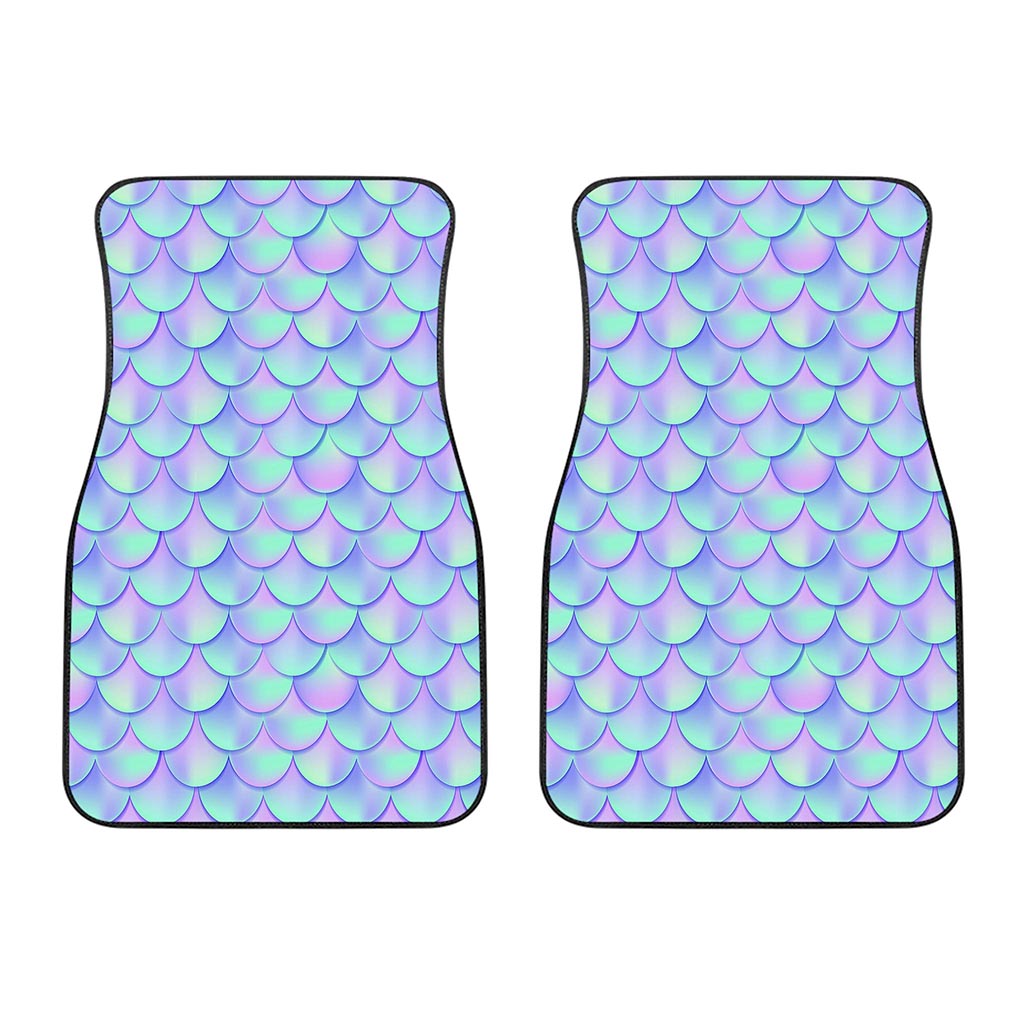 Blue Mermaid Scales Pattern Print Front Car Floor Mats