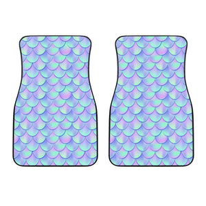 Blue Mermaid Scales Pattern Print Front Car Floor Mats