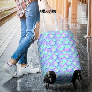 Blue Mermaid Scales Pattern Print Luggage Cover GearFrost
