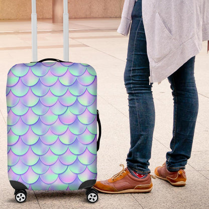 Blue Mermaid Scales Pattern Print Luggage Cover GearFrost