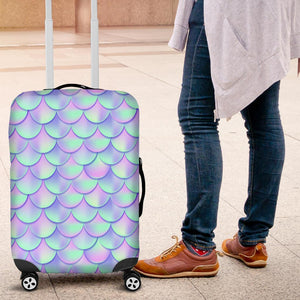 Blue Mermaid Scales Pattern Print Luggage Cover GearFrost