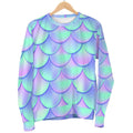 Blue Mermaid Scales Pattern Print Men's Crewneck Sweatshirt