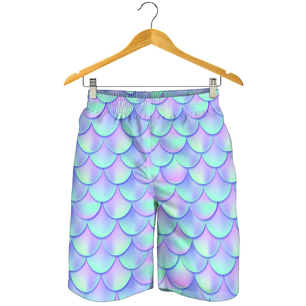 Blue Mermaid Scales Pattern Print Men's Shorts