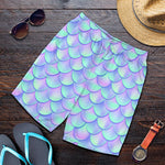 Blue Mermaid Scales Pattern Print Men's Shorts