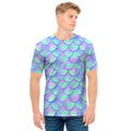 Blue Mermaid Scales Pattern Print Men's T-Shirt