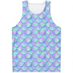 Blue Mermaid Scales Pattern Print Men's Tank Top