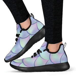 Blue Mermaid Scales Pattern Print Mesh Knit Shoes GearFrost