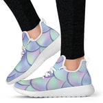 Blue Mermaid Scales Pattern Print Mesh Knit Shoes GearFrost