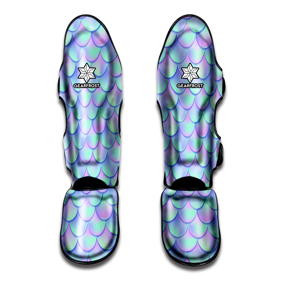 Blue Mermaid Scales Pattern Print Muay Thai Shin Guard