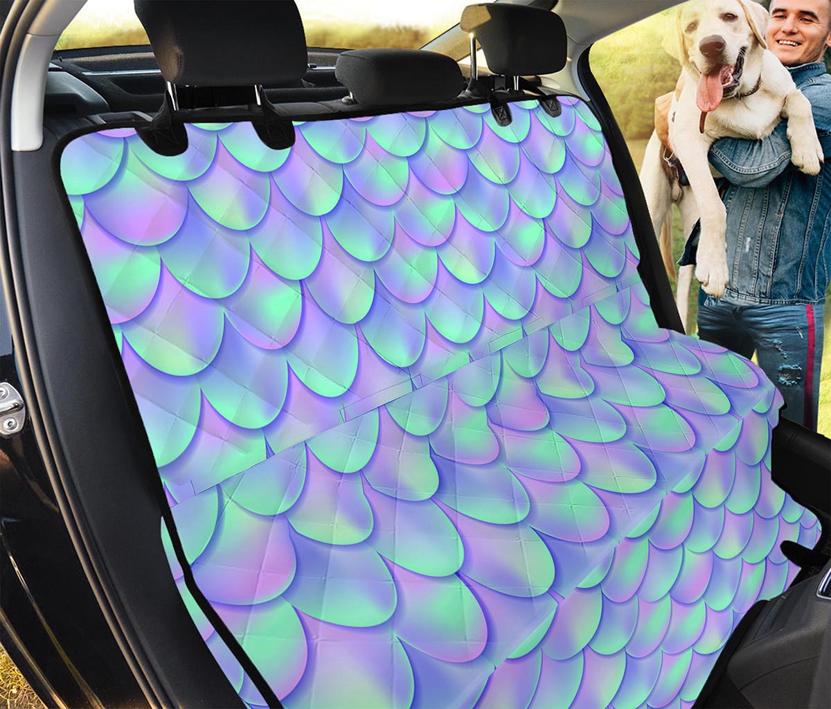 Blue Mermaid Scales Pattern Print Pet Car Back Seat Cover