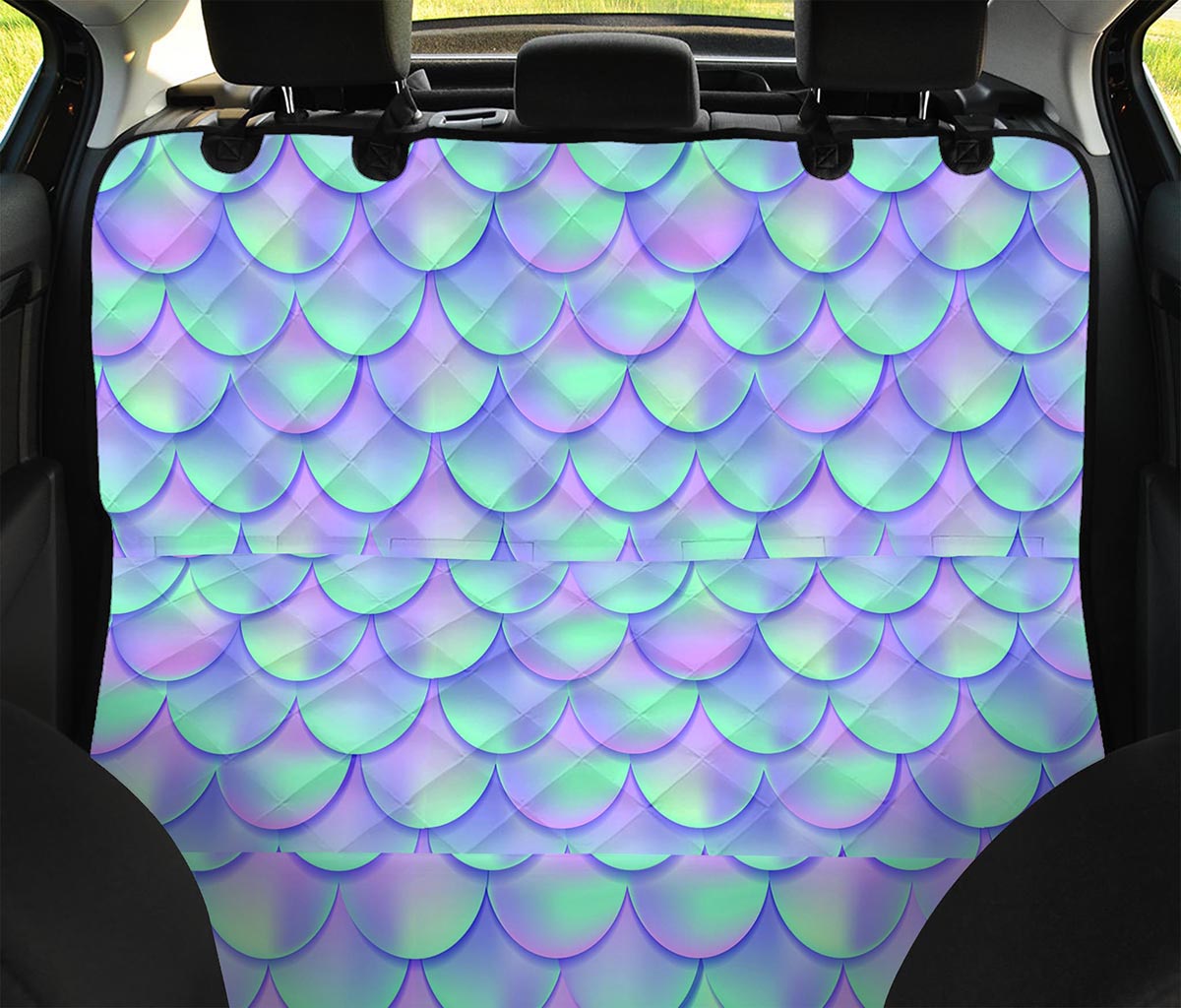 Blue Mermaid Scales Pattern Print Pet Car Back Seat Cover