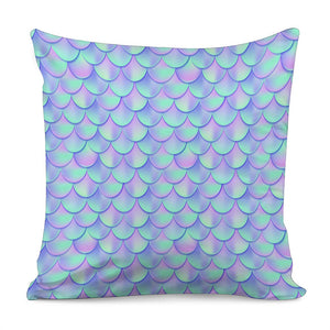 Blue Mermaid Scales Pattern Print Pillow Cover