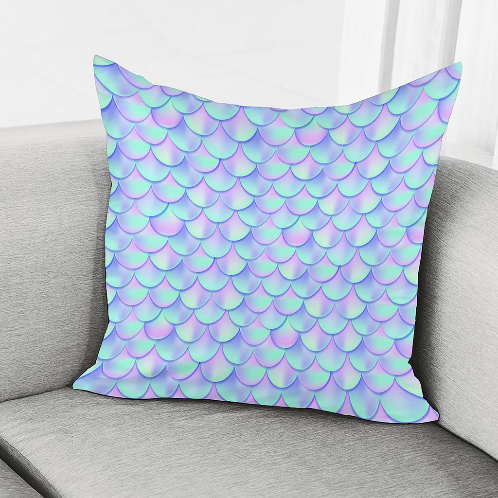 Blue Mermaid Scales Pattern Print Pillow Cover