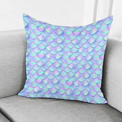 Blue Mermaid Scales Pattern Print Pillow Cover