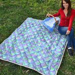 Blue Mermaid Scales Pattern Print Quilt