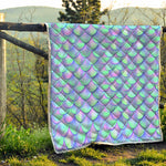 Blue Mermaid Scales Pattern Print Quilt