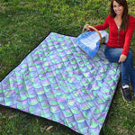 Blue Mermaid Scales Pattern Print Quilt