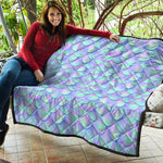 Blue Mermaid Scales Pattern Print Quilt