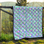 Blue Mermaid Scales Pattern Print Quilt