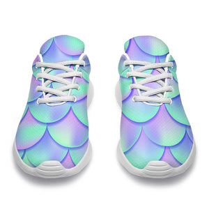 Blue Mermaid Scales Pattern Print Sport Shoes GearFrost