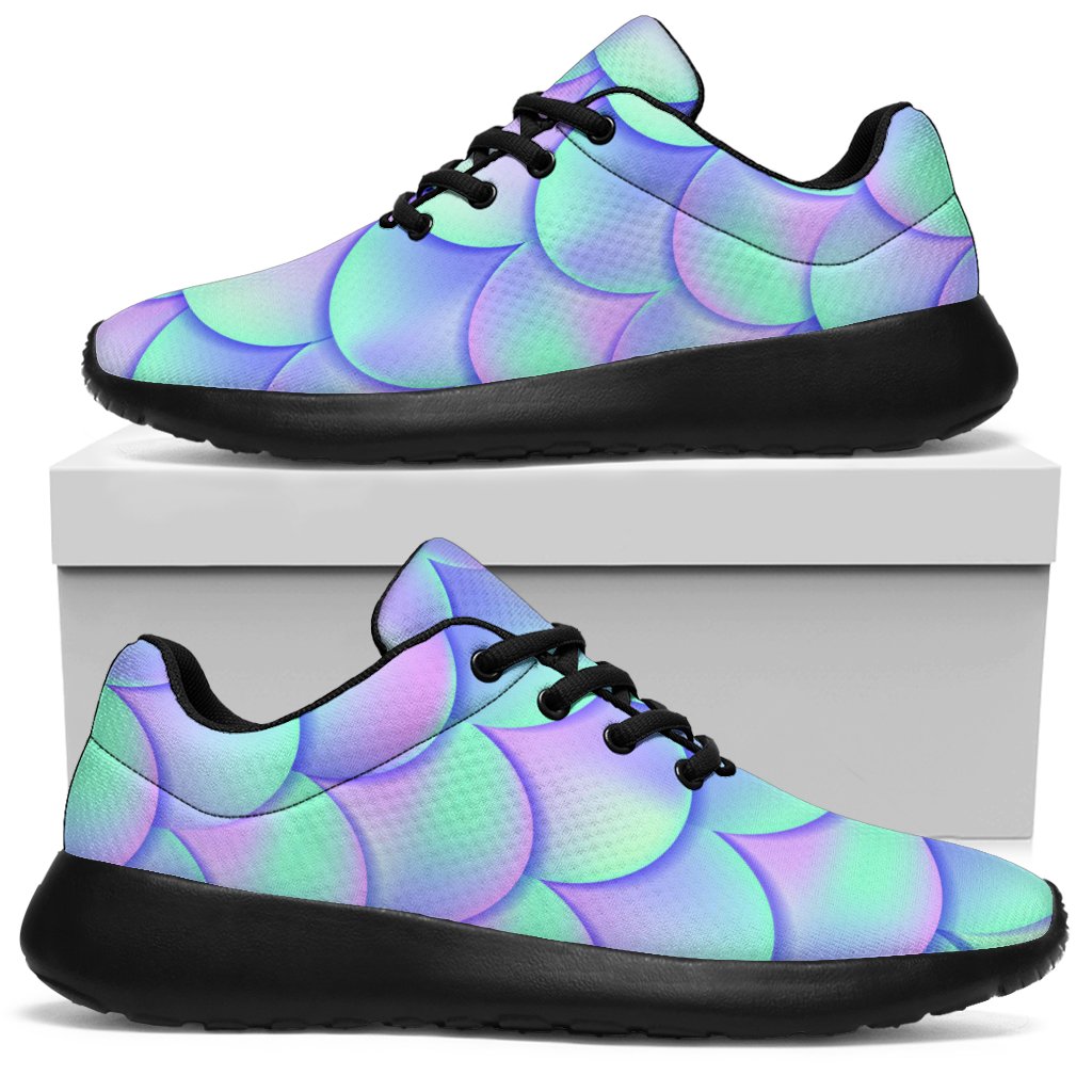 Blue Mermaid Scales Pattern Print Sport Shoes GearFrost