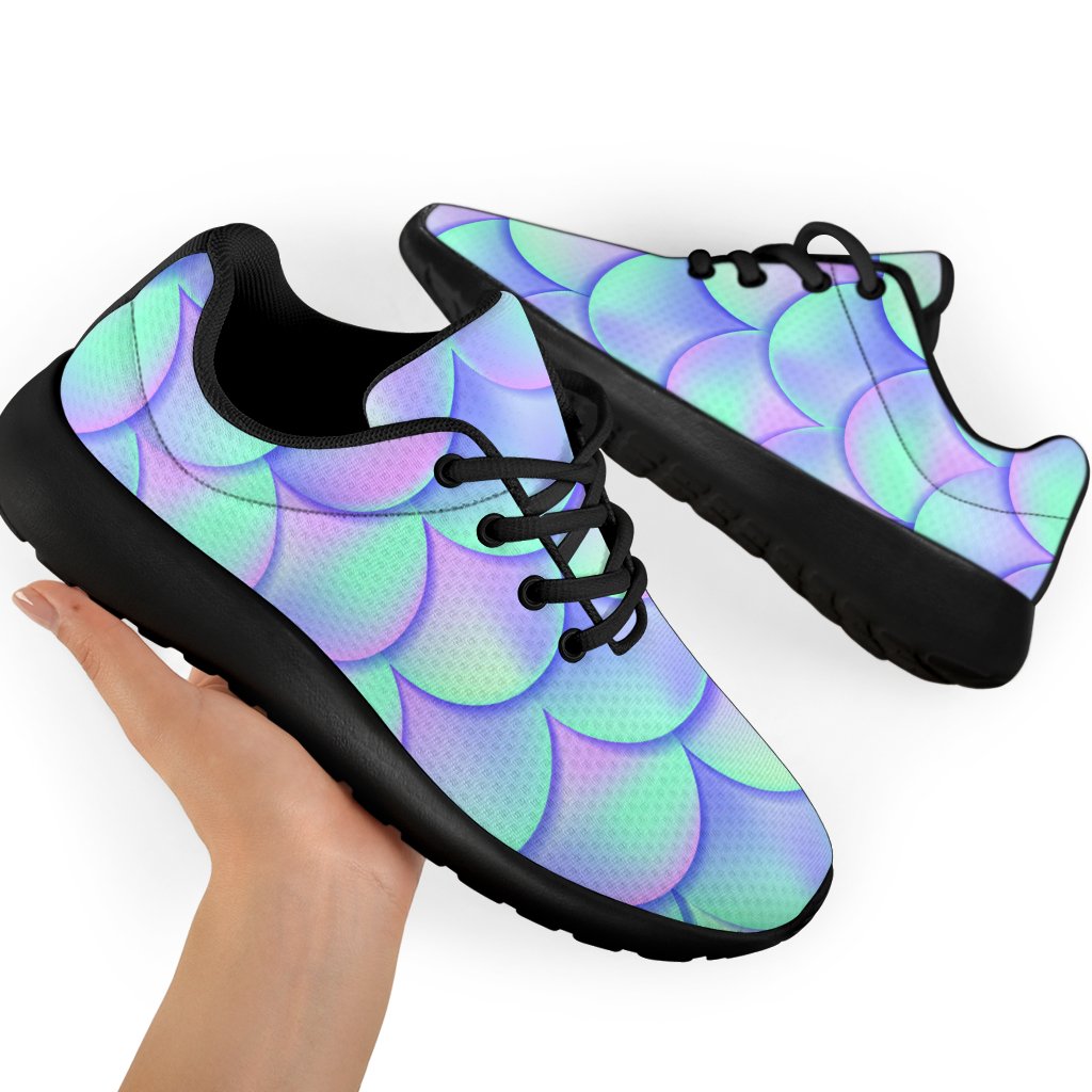 Blue Mermaid Scales Pattern Print Sport Shoes GearFrost