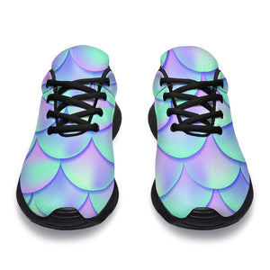 Blue Mermaid Scales Pattern Print Sport Shoes GearFrost