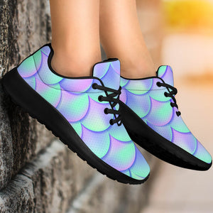 Blue Mermaid Scales Pattern Print Sport Shoes GearFrost