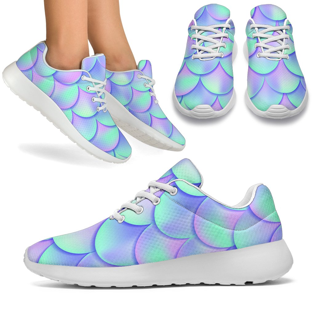 Blue Mermaid Scales Pattern Print Sport Shoes GearFrost