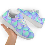 Blue Mermaid Scales Pattern Print Sport Shoes GearFrost