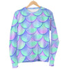 Blue Mermaid Scales Pattern Print Women's Crewneck Sweatshirt GearFrost