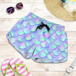 Blue Mermaid Scales Pattern Print Women's Shorts